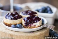 Wholesome Vanilla Bean Greek Yogurt Cheesecakes with Blueberry Compote