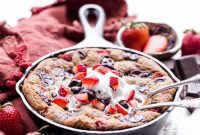 Decadent Gluten-Free Strawberry Chocolate Skillet Cookie