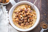 Warm Spiced Pumpkin Oats and Golden Caramel Apples