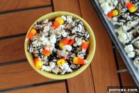 Decadent Candy Corn White Chocolate Popcorn