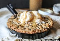 Decadent Salted Caramel Dark Chocolate Skillet Bake