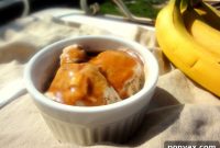 Luscious White Chocolate Pecan Banana Ice Cream with Brown Sugar Caramel