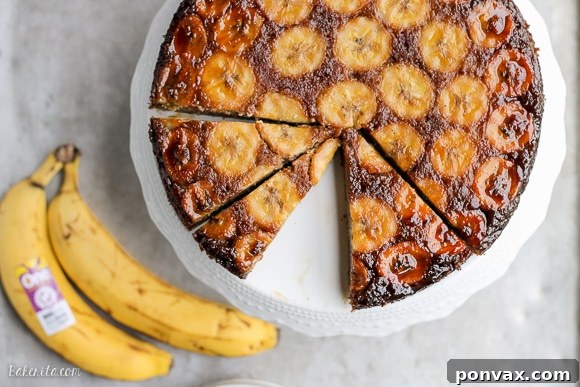 Paleo Golden Banana Flip Cake 3 This Paleo Banana Upside Down Cake is an impressive and delicious cake that's gluten-free and refined sugar free. Sweetened almost entirely with bananas, this is a banana lover's dream!