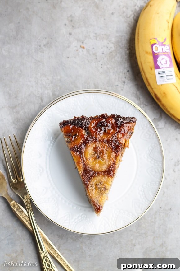 Paleo Golden Banana Flip Cake 4 This Paleo Banana Upside Down Cake is an impressive and delicious cake that's gluten-free and refined sugar free. Sweetened almost entirely with bananas, this is a banana lover's dream!