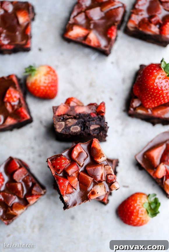 Luscious Gluten-Free Strawberry Brownies, Crowned with Chocolate 6 These Paleo Chocolate-Covered Strawberry Brownies are a swoon-worthy and surprisingly guilt-free treat. You won't believe how delicious this paleo brownie recipe is!