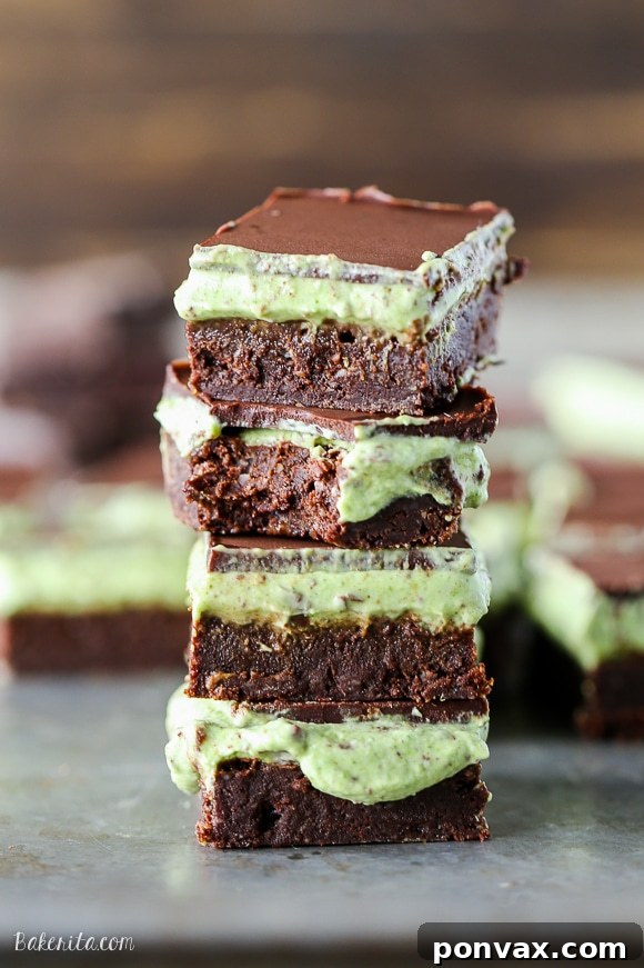 Another view of a Mint Chocolate Chip Brownie square, showcasing the intricate layers and inviting texture.