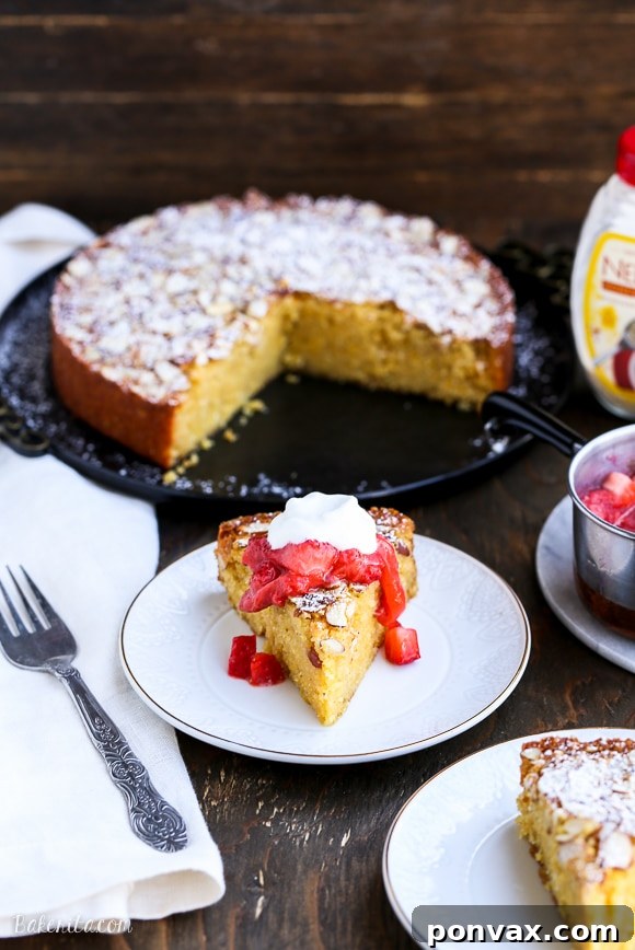 This Gluten Free Honey Cornmeal Cake with Strawberry Compote + Honey Whipped Cream is a quick and easy cake that's incredibly delicious and perfect for either dessert or brunch!