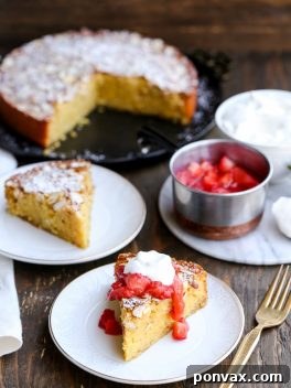 This Gluten Free Honey Cornmeal Cake with Strawberry Compote + Honey Whipped Cream is a gorgeous dish that's perfect for dessert or brunch!