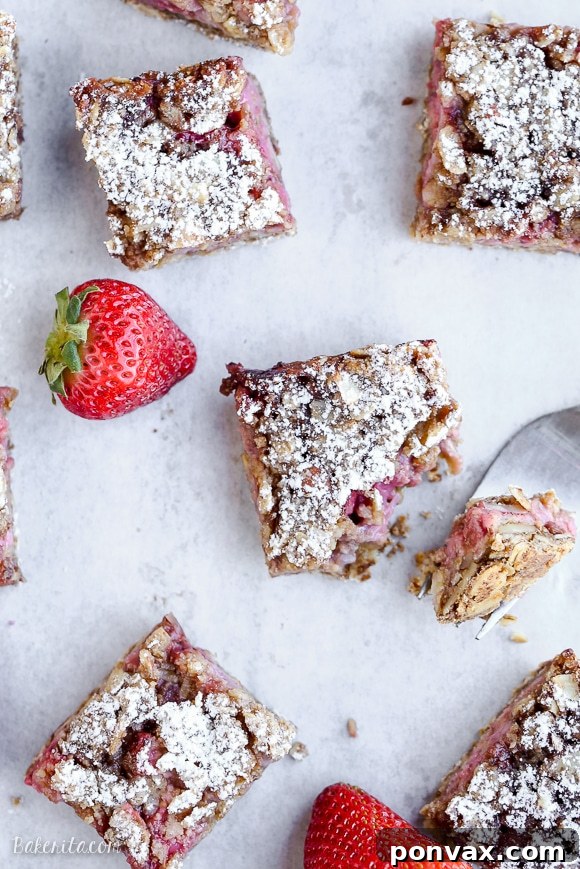 These gluten-free and vegan strawberry oatmeal crumble bars are perfect for any occasion, offering a delightful blend of flavors and textures.