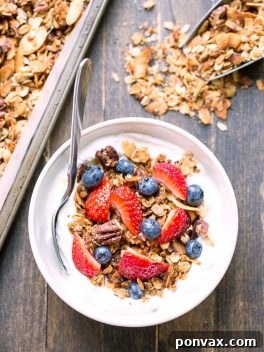 This crunchy Protein Granola gets a major dose of protein & fiber from a secret ingredient - lentils! This gluten-free & vegan granola is a delicious and filling breakfast or snack.