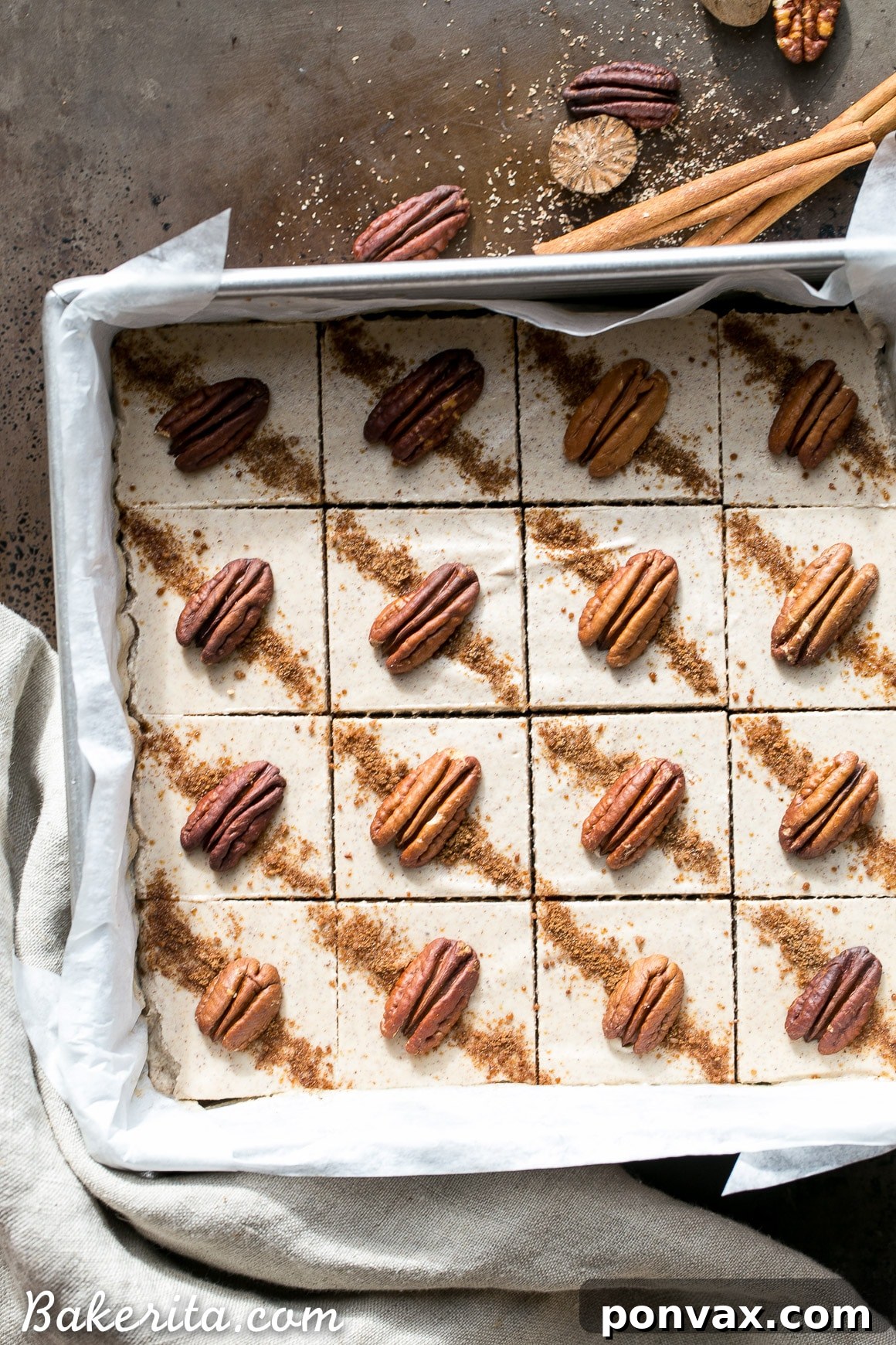 Chai Cheesecake Bars artfully arranged on a serving platter
