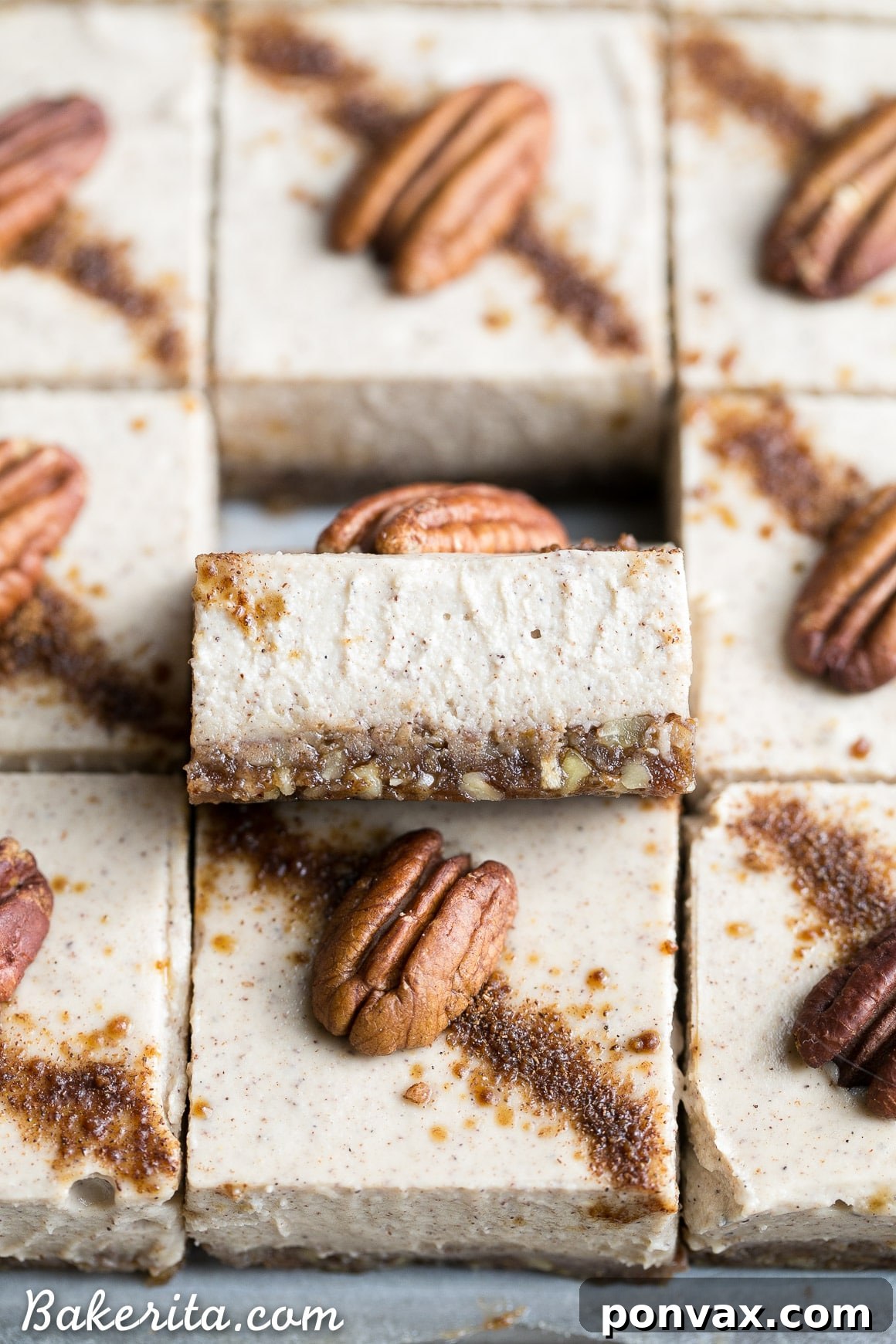 Smooth and creamy vegan Chai Cheesecake Bar filling being poured into a pan
