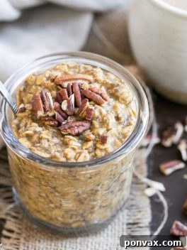 Delicious Pumpkin Spice Latte Overnight Oats, a perfect make-ahead breakfast.