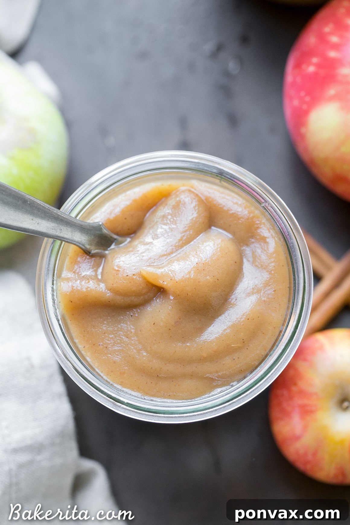 Naturally Sweet Slow Cooker Apple Butter 8 Finished slow cooker apple butter in a jar, ready to be enjoyed on toast, oatmeal, or yogurt. No added sugar, healthy, Paleo, and vegan.