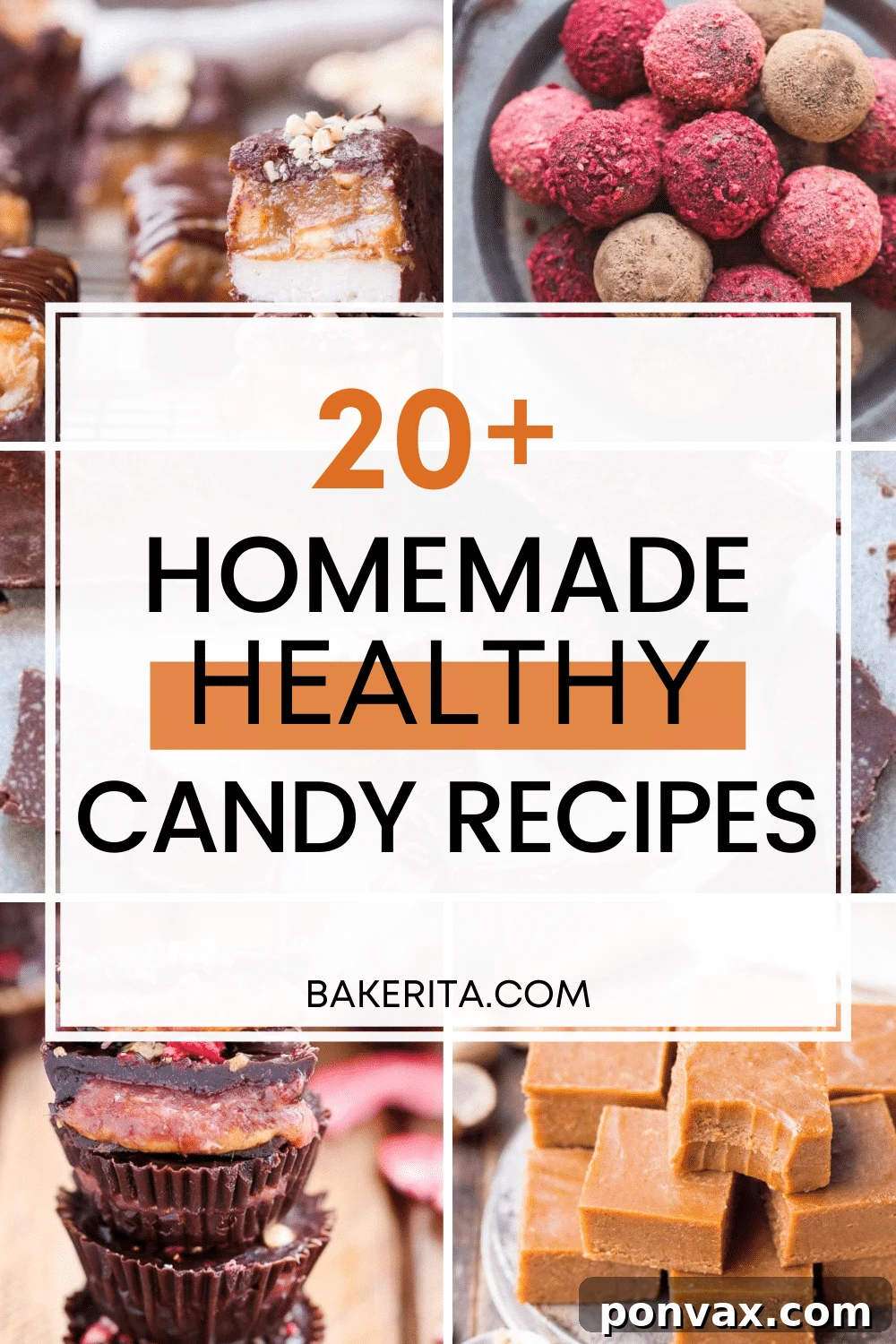 A vibrant collection of 20+ Healthy Homemade Candy Recipes, perfect for Halloween. All recipes are gluten-free and refined sugar-free, offering healthier versions of classic treats.