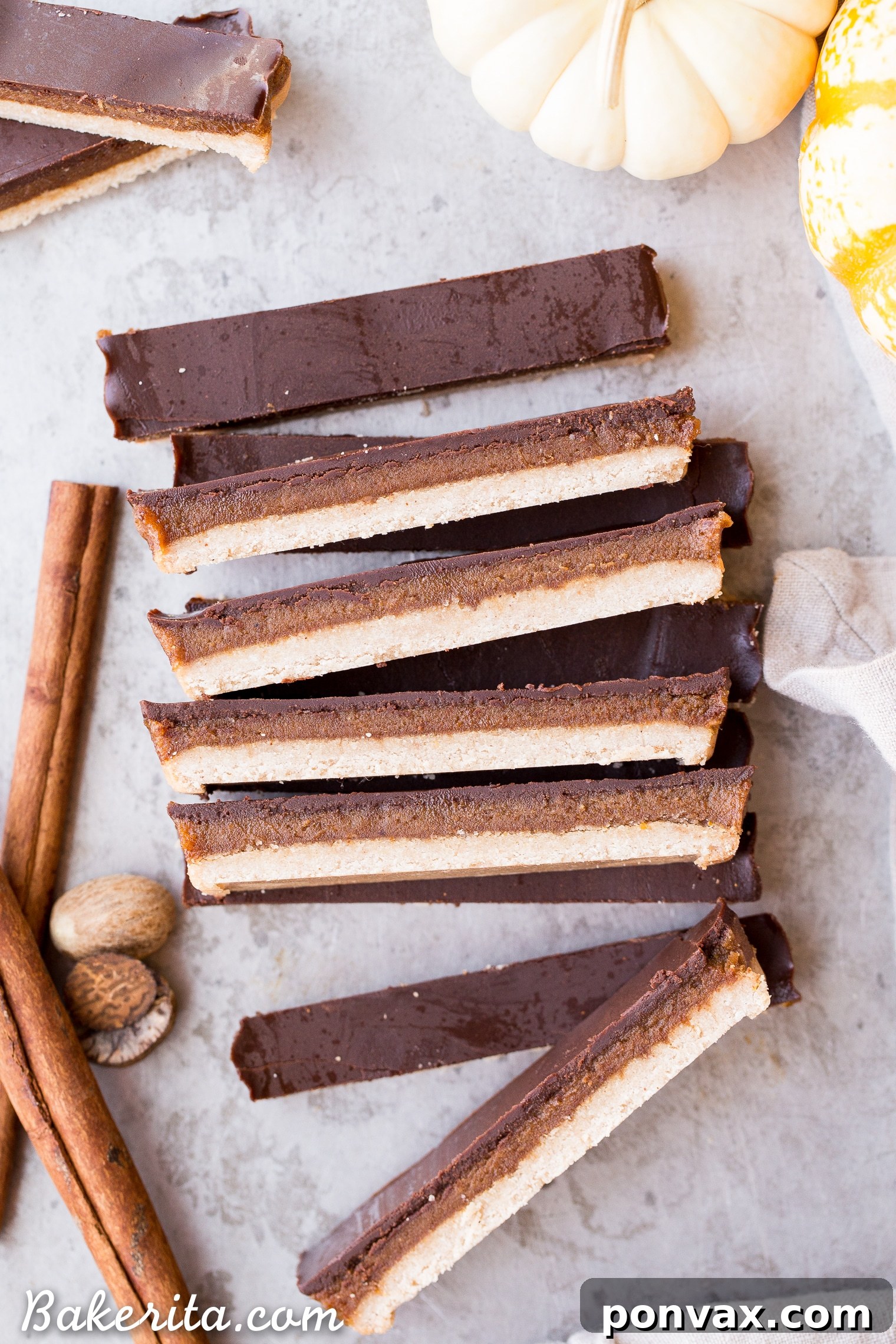 Warm Pumpkin Spice Twix Bars, a gluten-free, paleo, and vegan copycat candy with bold autumn flavors.