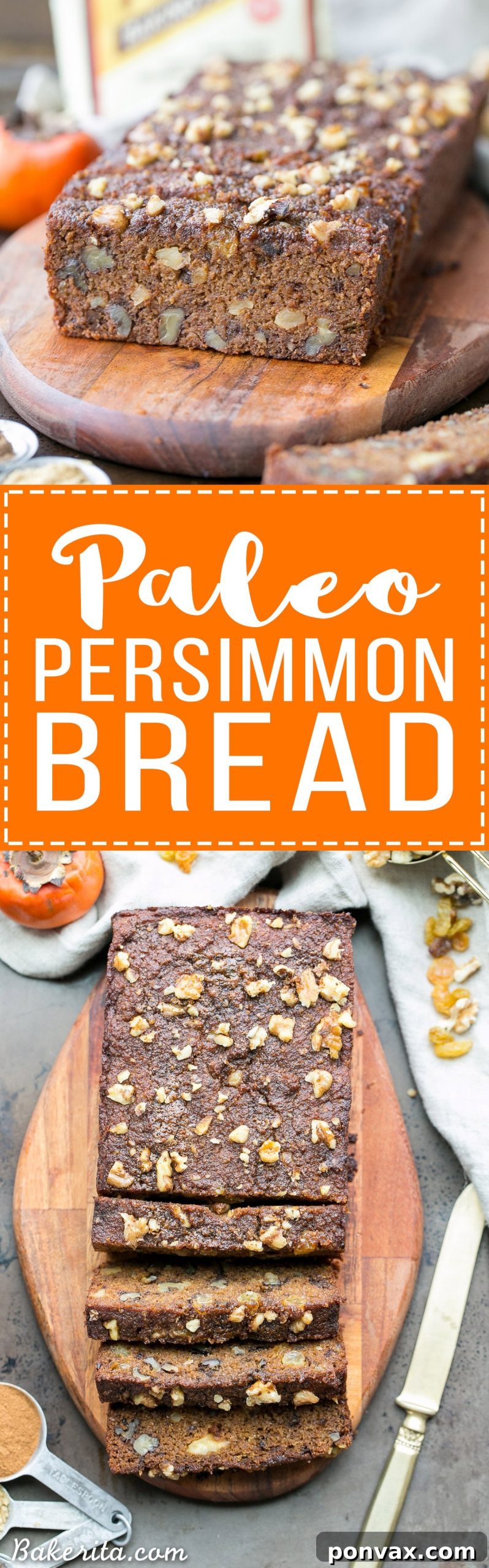 A final close-up of a sliced Paleo Persimmon Bread, highlighting its texture and deliciousness.