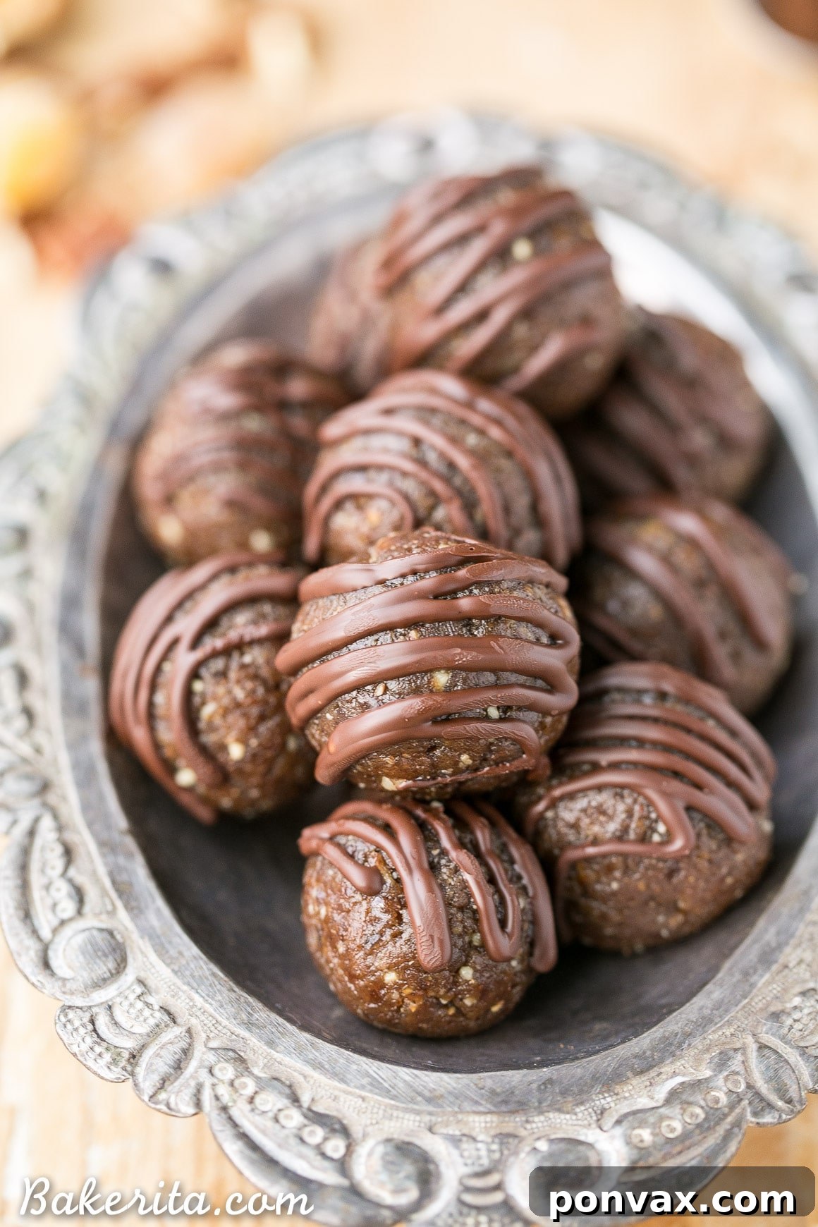 No-Bake Gingerbread Power Bites Paleo Vegan 5 Gingerbread Energy Bites with optional dark chocolate drizzle, ready to be enjoyed as a healthy snack