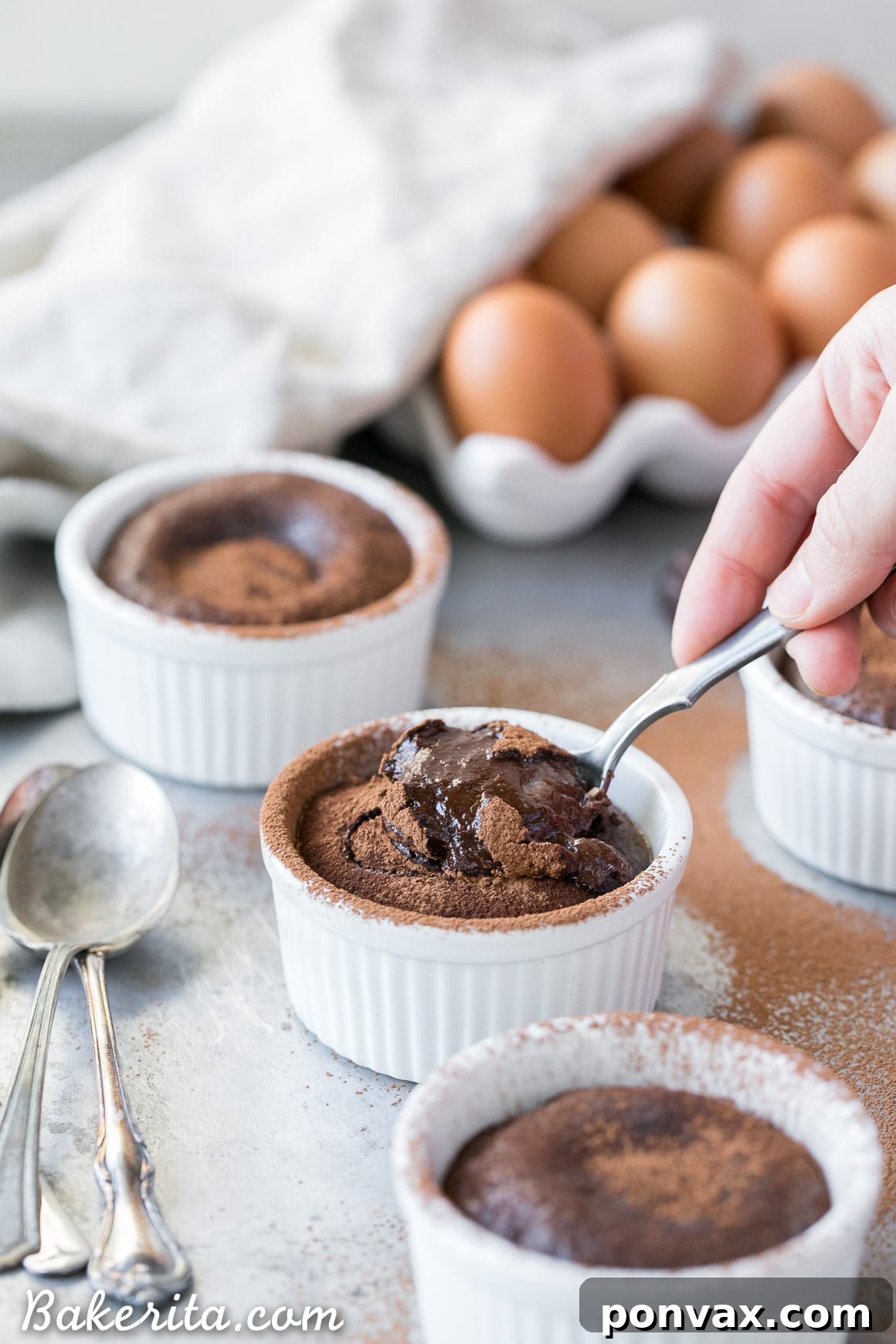 Flourless Chocolate Lava Cakes 2 These Paleo Chocolate Melting Cakes are incredibly gooey, rich and chocolatey! This easy, five-ingredient recipe is a healthier take on Carnival's Chocolate Melting Cake. You'll love the melting, gooey center!