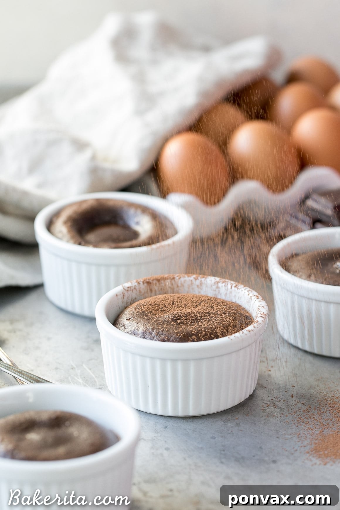 Flourless Chocolate Lava Cakes 3 These Paleo Chocolate Melting Cakes are incredibly gooey, rich and chocolatey! This easy, five-ingredient recipe is a healthier take on Carnival's Chocolate Melting Cake. You'll love the melting, gooey center!