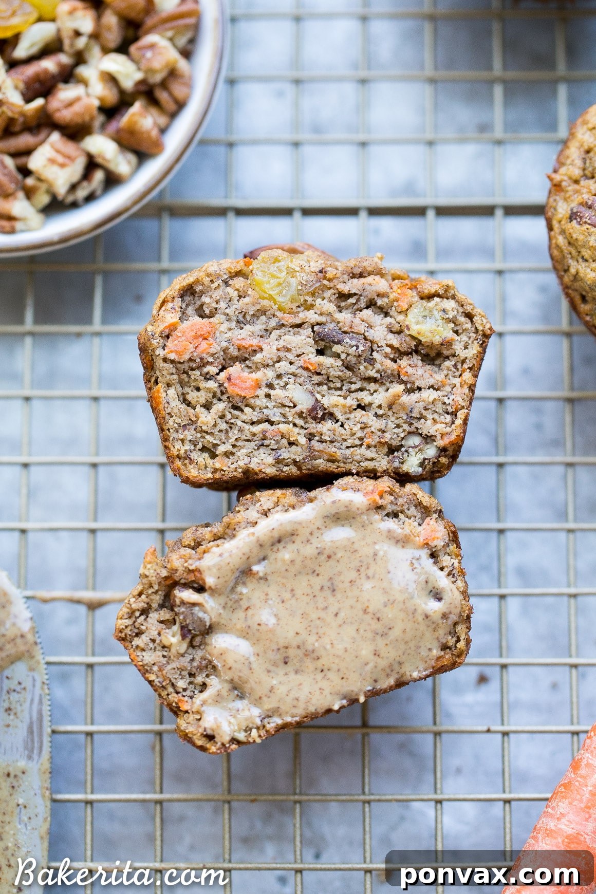 Wholesome Paleo Morning Glory Muffins 6 A stack of Paleo Morning Glory Muffins, ready to be enjoyed as a healthy and convenient breakfast or snack.