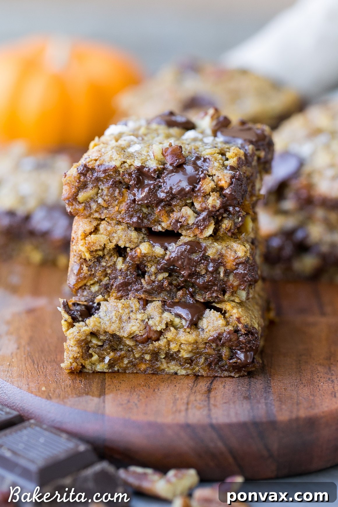 Only six ingredients separate you from enjoying these decadent Pumpkin Oatmeal Scotchie Bars with Chocolate Chips and Pecans.
