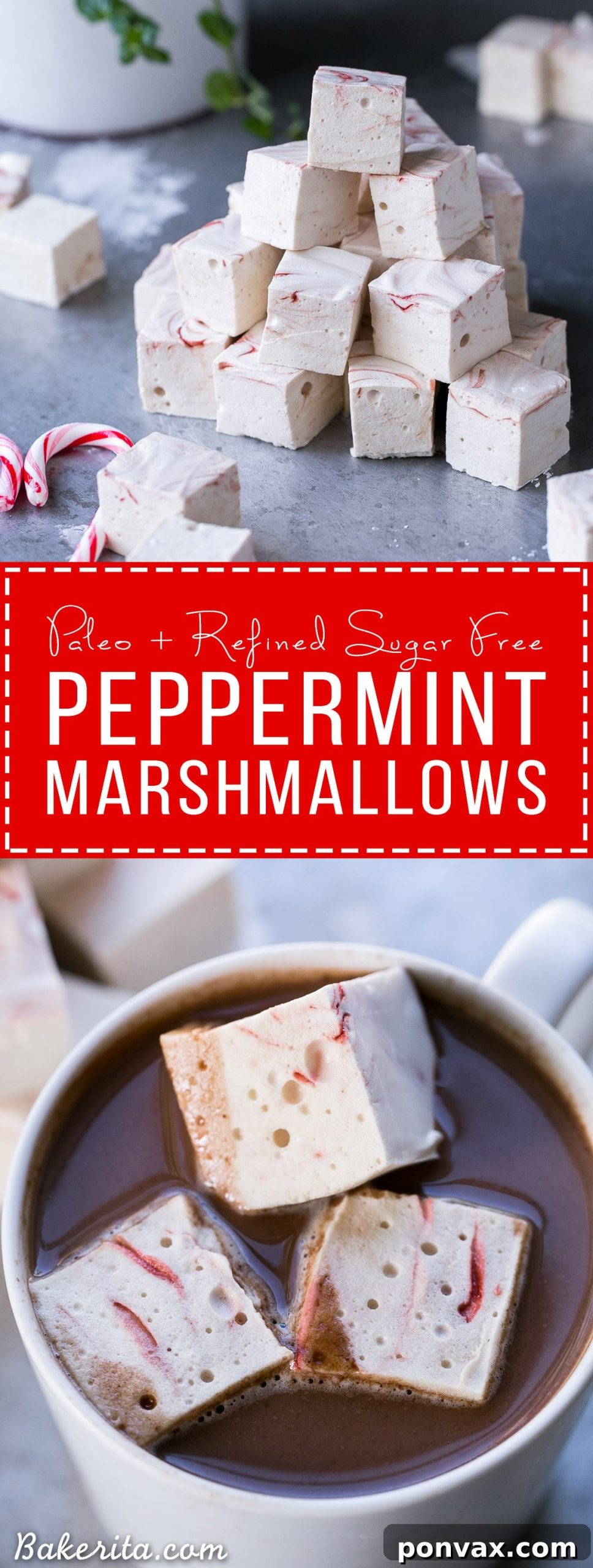 A large slab of unset Paleo Peppermint Marshmallows with a beautiful red swirl before cutting