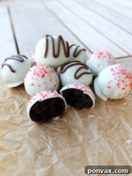 Indulgent Peppermint Chocolate Truffles 2 A festive image of Chocolate Peppermint Truffles on a serving plate