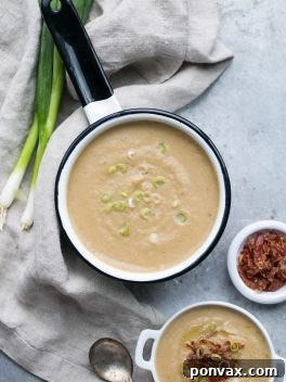 Cauliflower Leek Soup, a creamy and dairy-free dish