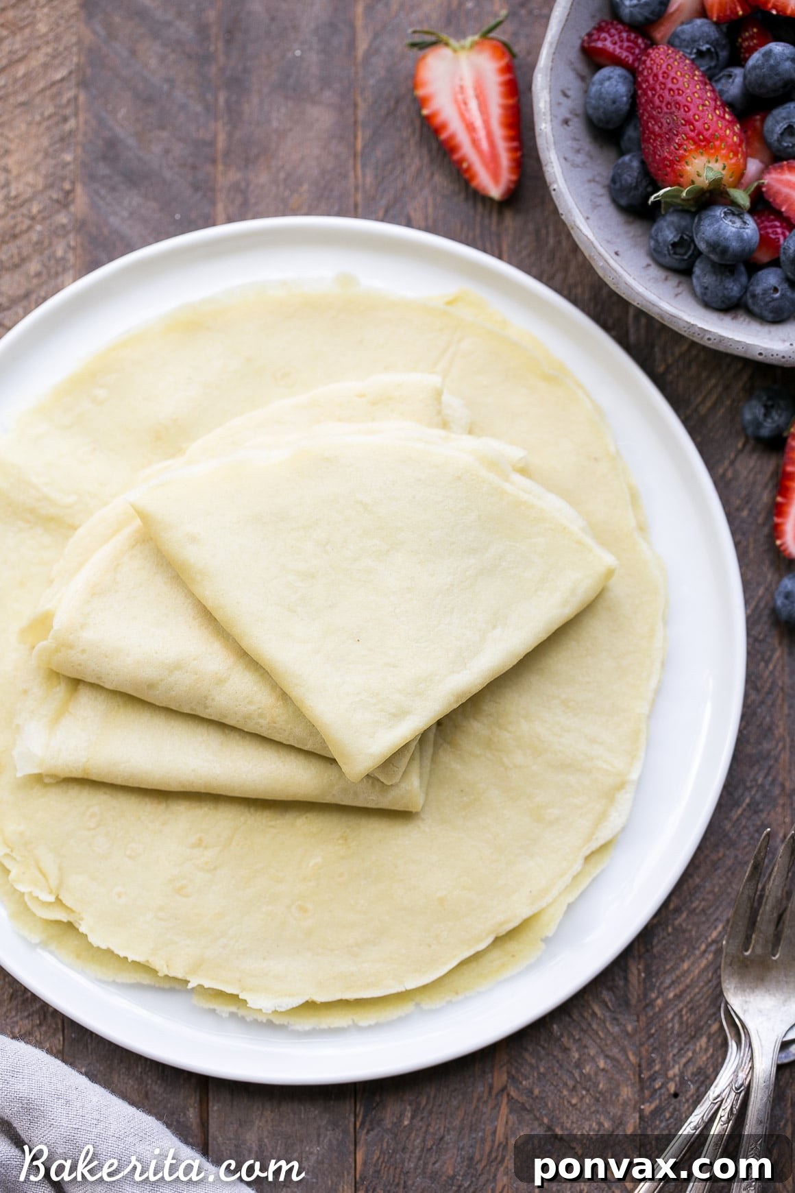 These Paleo Crepes can make any meal taste decadent, but they're made with healthy, clean ingredients. The batter is made in the blender in just a few minutes and they only take a minute or two to cook. You can fill them with any sweet or savory fillings you can think of! The possibilities are endless...