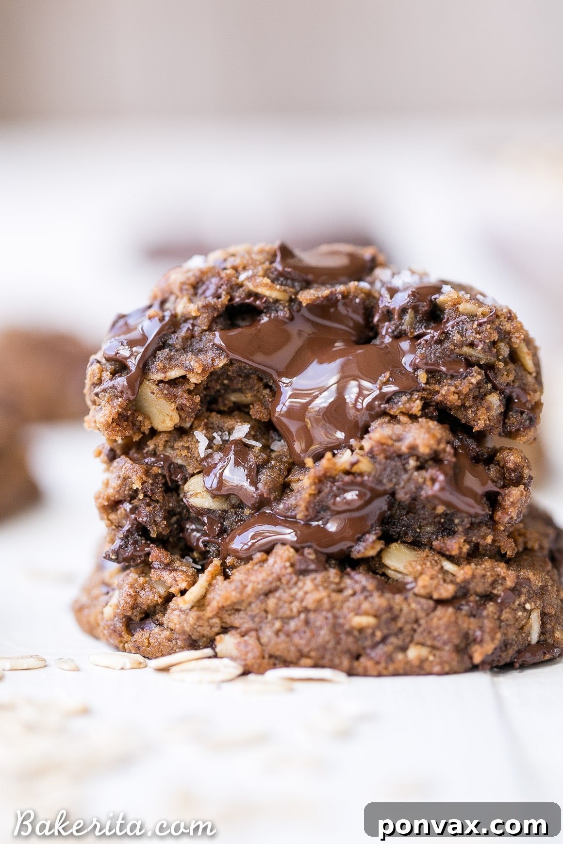 Chewy Gluten-Free Vegan Oatmeal Chocolate Chip Cookies 5 Enjoy the ultimate healthy treat: these oatmeal chocolate chip cookies are vegan, gluten-free, refined sugar-free, and bursting with gooey chocolate and satisfying chewiness.