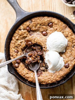 Gluten-Free Vegan Oatmeal Chocolate Chip Skillet Cookie