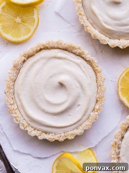 No-Bake Lemon Tarts, easy to make with tart lemon flavor, creamy filling, and cashew coconut crust.