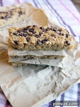 Single chewy peanut butter chocolate chip granola bar on a plate