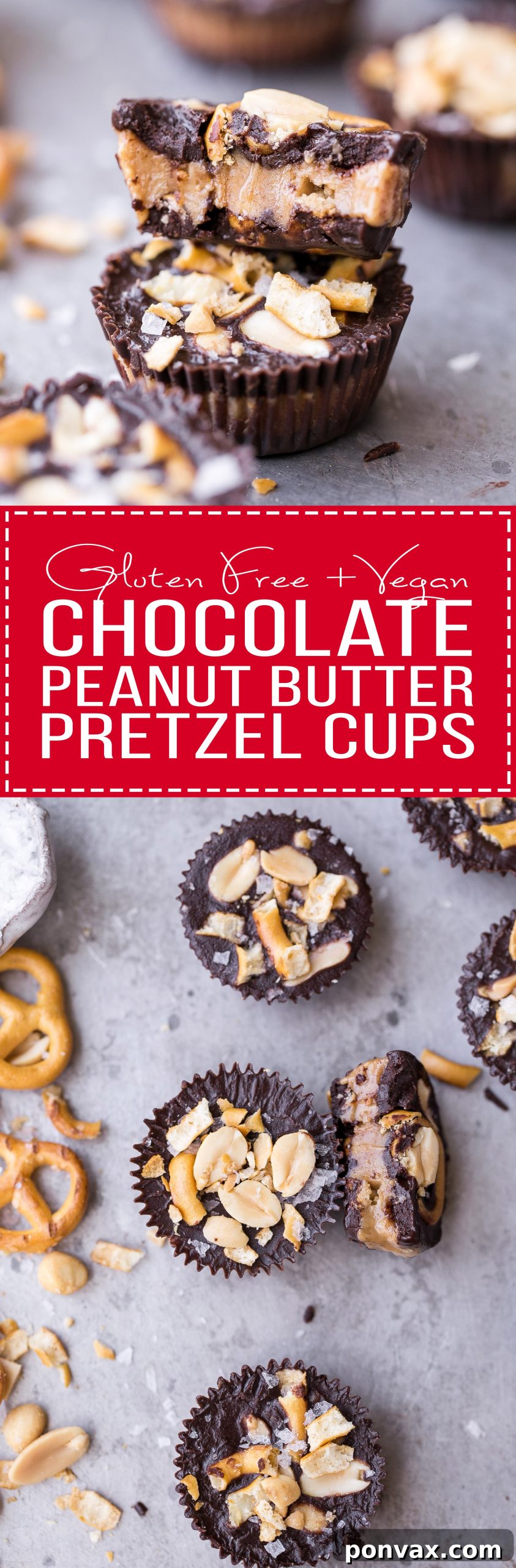 Better Than Take 5 Peanut Butter Pretzel Cups 8 A large image of all Chocolate Pretzel Peanut Butter Cups arranged attractively, suitable for social media sharing like Pinterest.