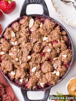 Healthy Indulgence Strawberry Crisp with Almond Butter Crumble 7 Strawberry Crisp with Almond Butter Crumble (Paleo + Vegan) - a delicious healthy dessert.