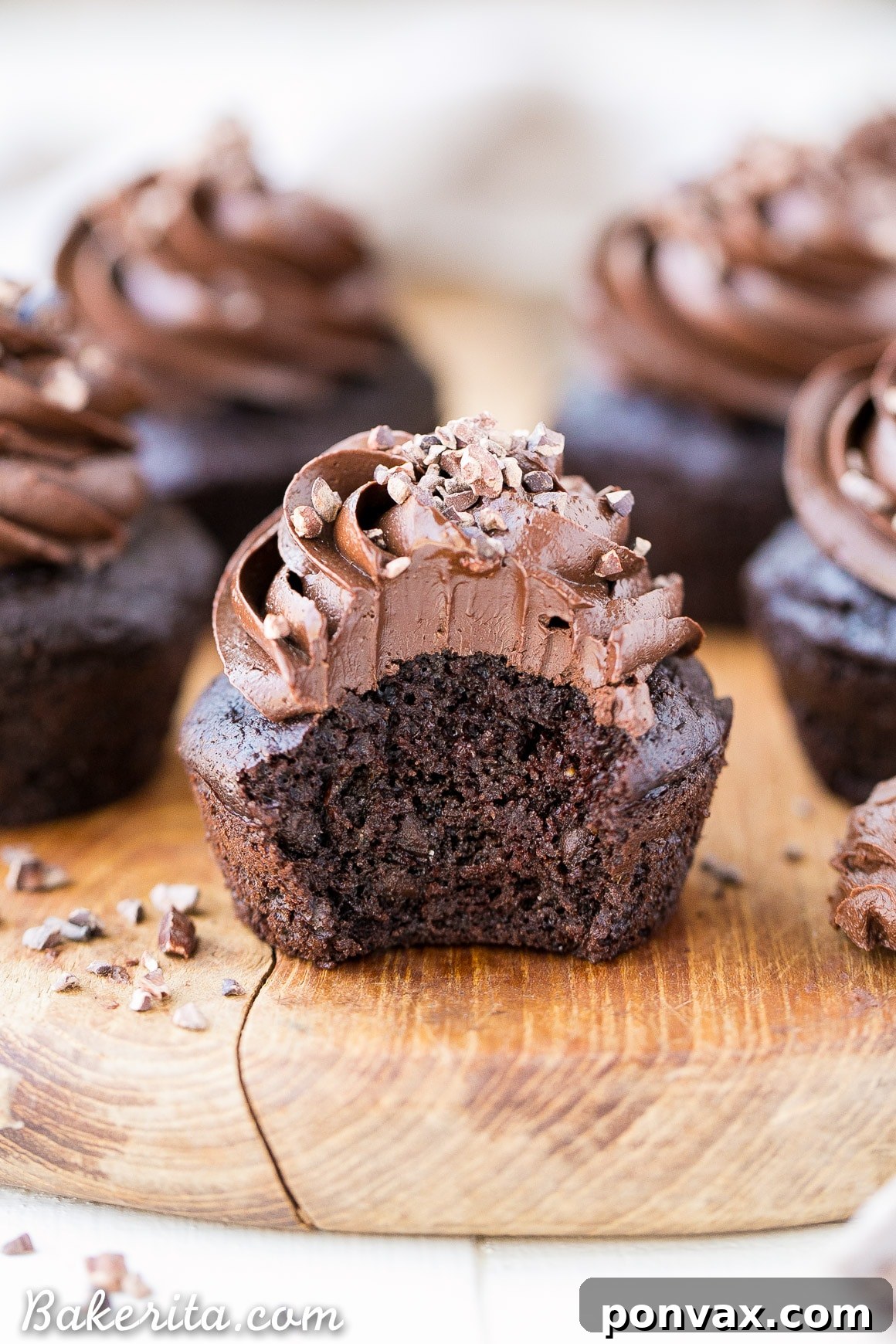 Healthy Gluten-Free Chocolate Zucchini Cupcakes with rich Paleo Frosting, perfect for using extra zucchini.
