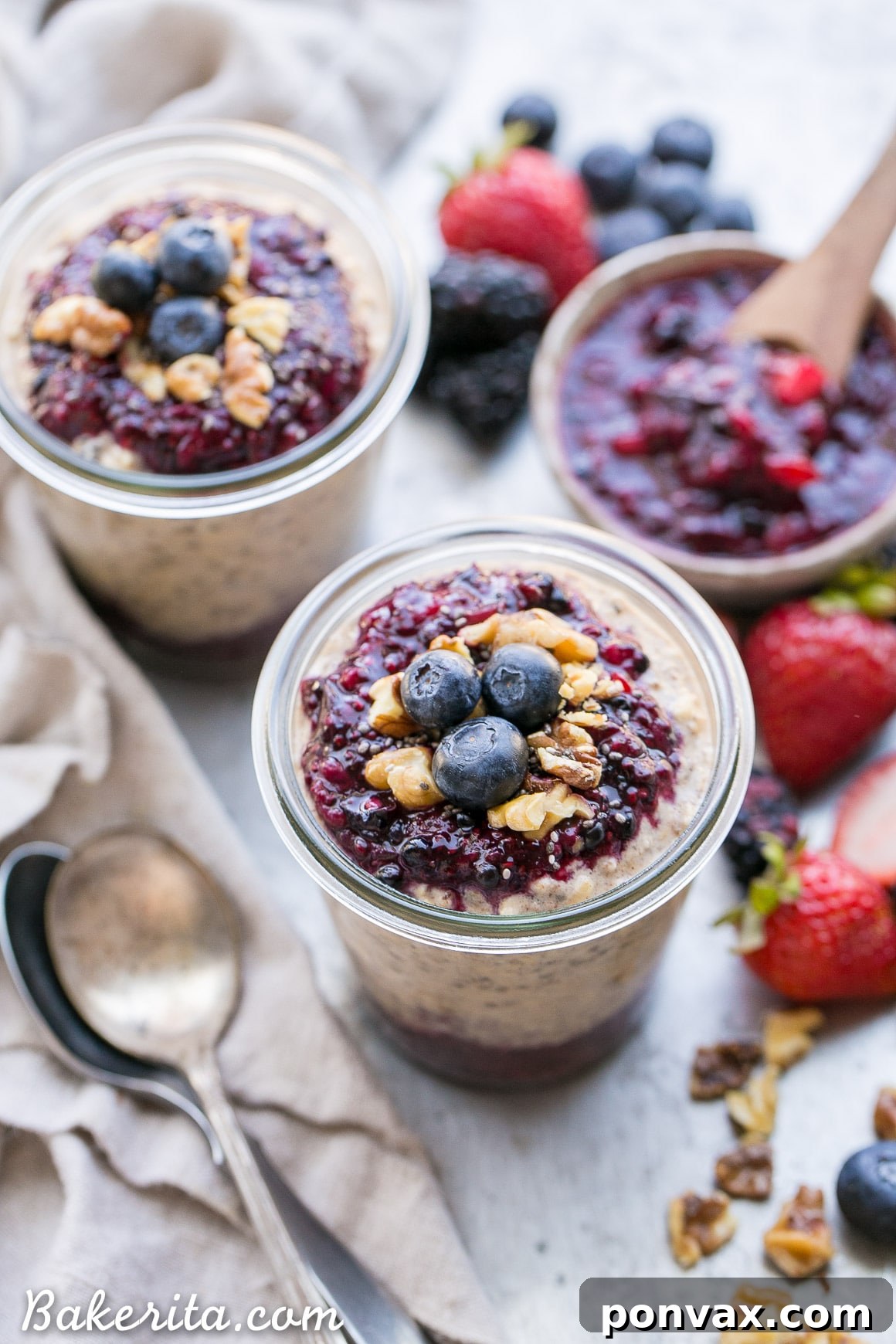 Various Bob's Red Mill products like oats, chia seeds, and flax seeds, highlighting quality ingredients.