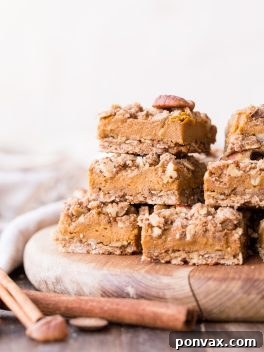 Decadent Vegan Pumpkin Streusel Bars 6 These Pumpkin Pie Crumb Bars have an oatmeal crust and crumble with a smooth and sweet pumpkin pie filling! You'll go nuts for this gluten-free, refined sugar-free and vegan portable pumpkin pie.