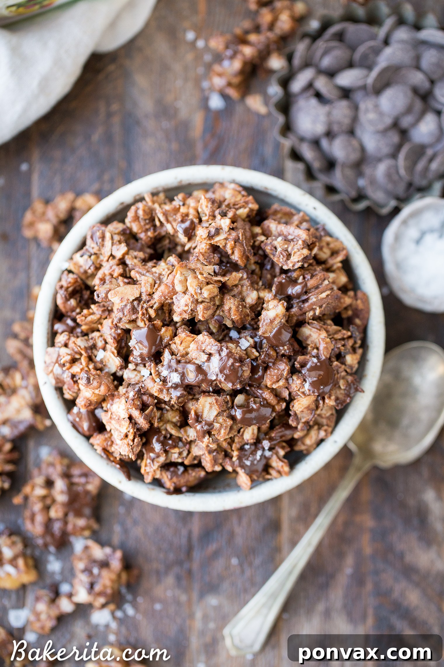 Delicious Chunky Chocolate Grain-Free Granola with large, perfect clusters, ready to be enjoyed as breakfast or a healthy snack.