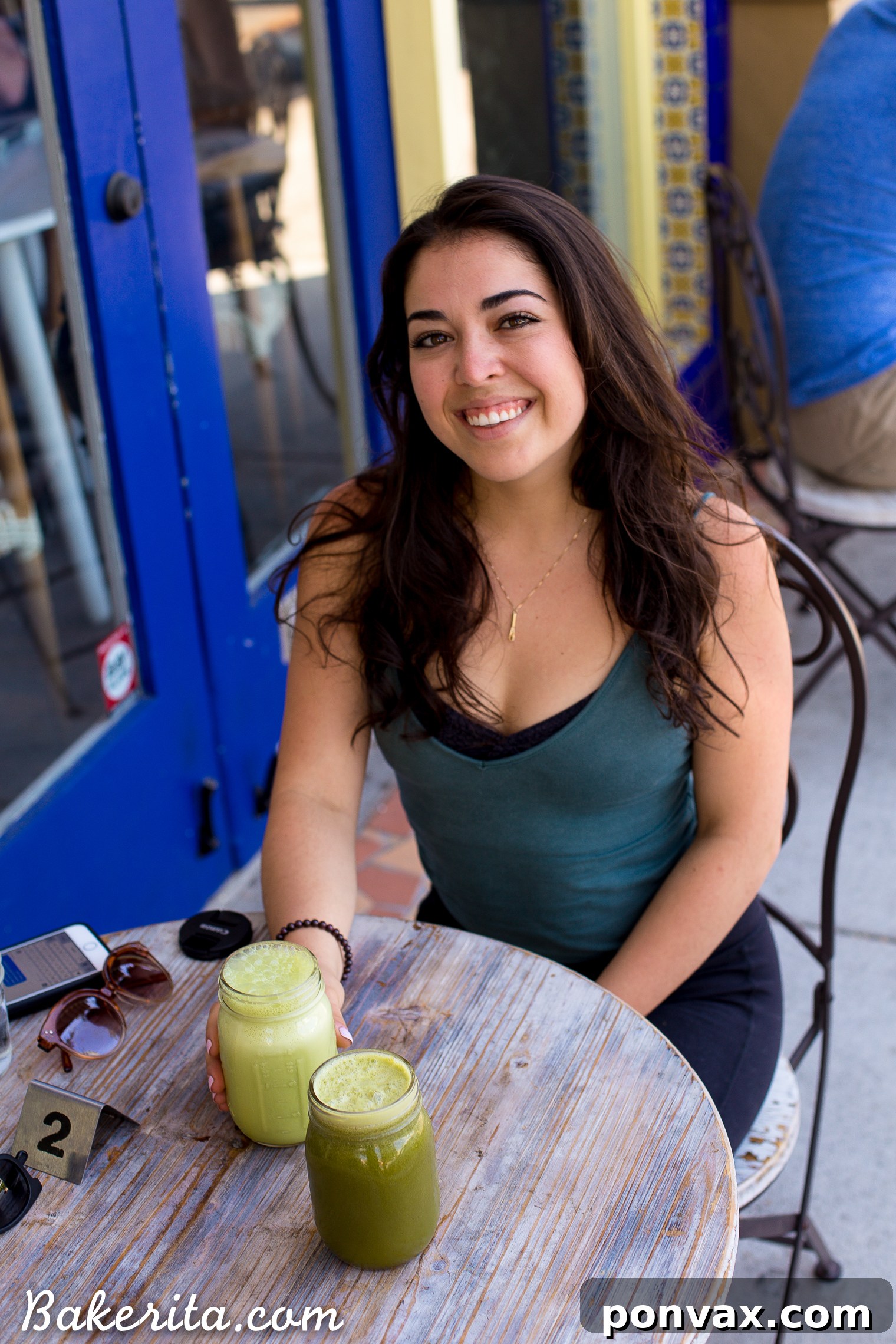 Santa Barbara RV Adventure with a Refreshing Peach Tomato Salad 11 Close-up of Green Table's beautifully crafted matcha beverages, showcasing their appealing presentation.