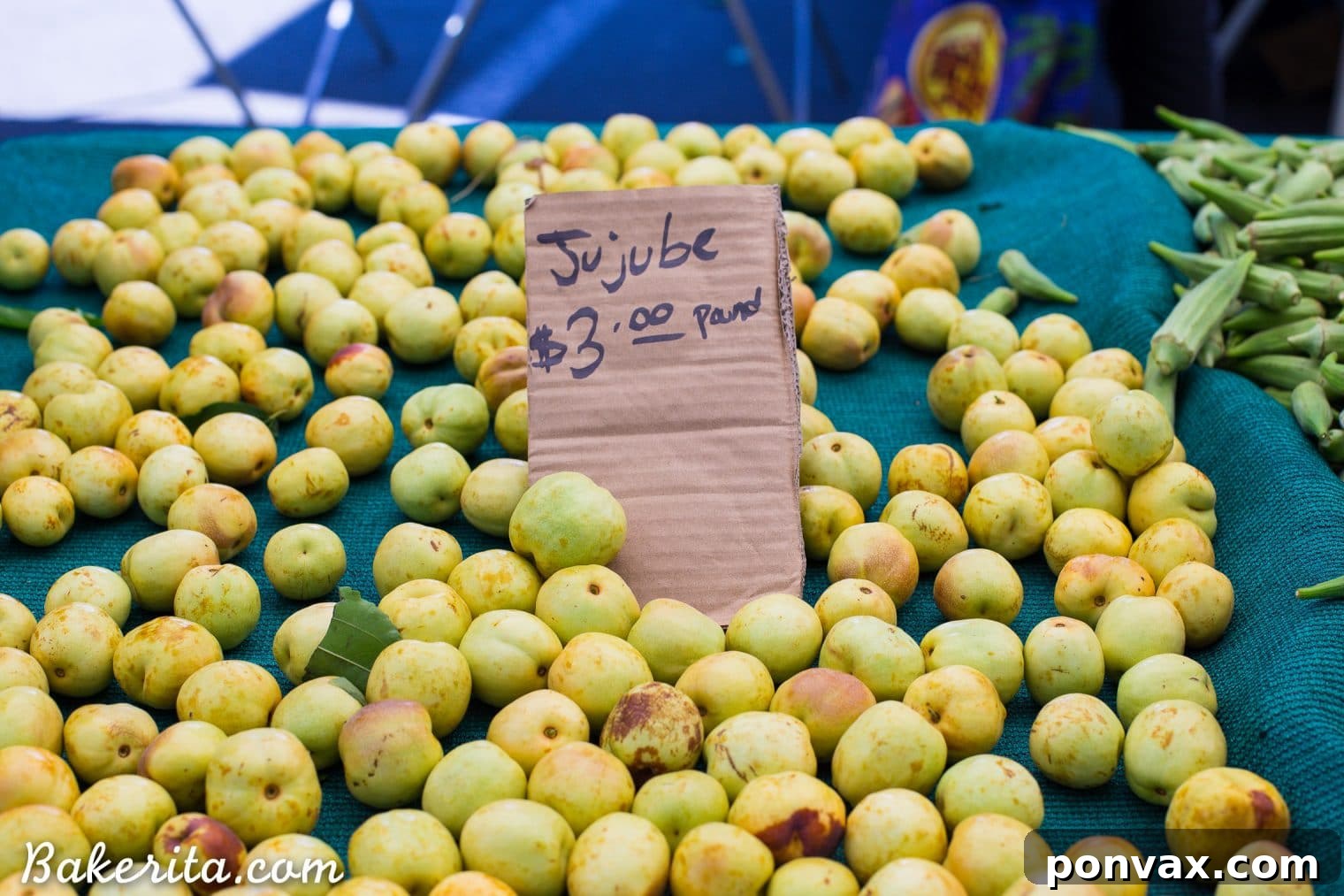 Santa Barbara RV Adventure with a Refreshing Peach Tomato Salad 18 Close-up of fresh, ripe jujube fruits at the Santa Barbara Farmers Market, a unique find.