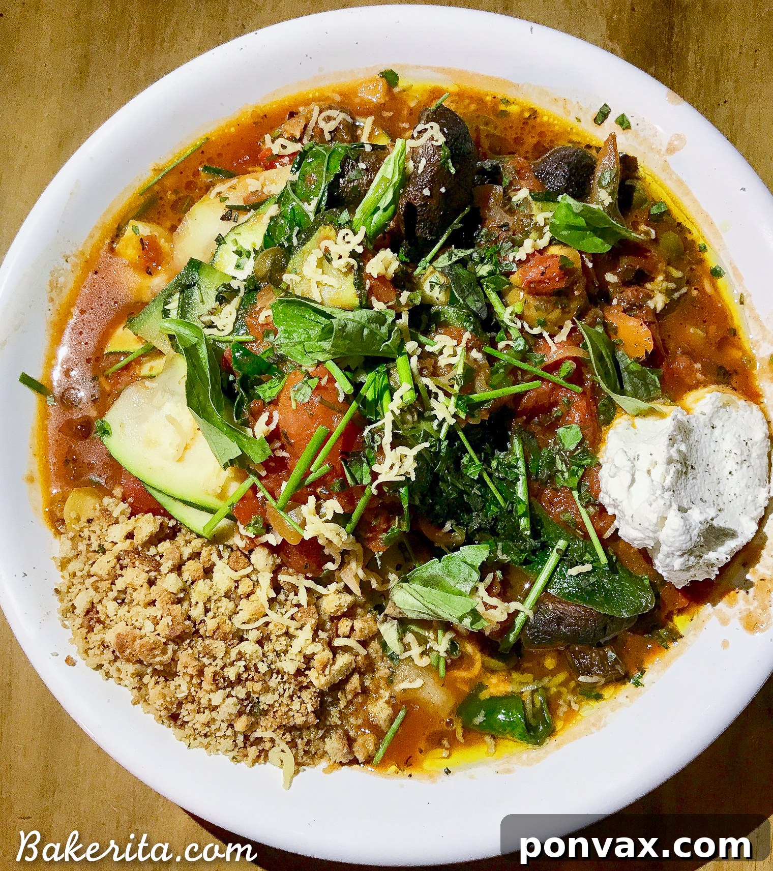 Santa Barbara RV Adventure with a Refreshing Peach Tomato Salad 6 Summer Vegetable Pasta with fresh zucchini noodles, heirloom tomatoes, and macadamia ricotta from Mesa Verde.