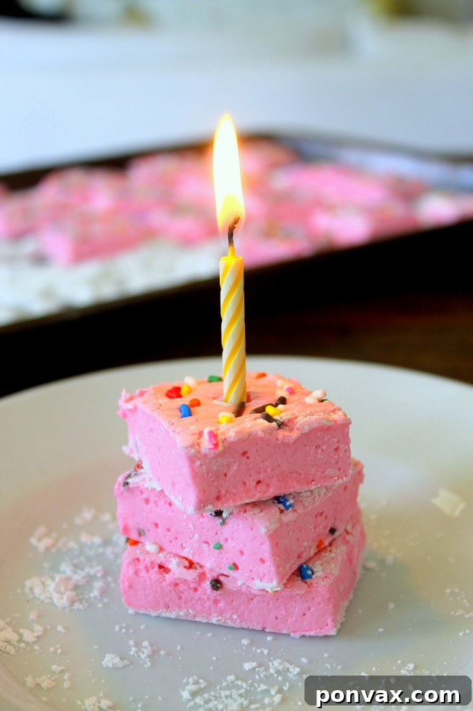 Irresistible Homemade Cake Batter Marshmallows Fluffy homemade cake batter marshmallows with colorful sprinkles