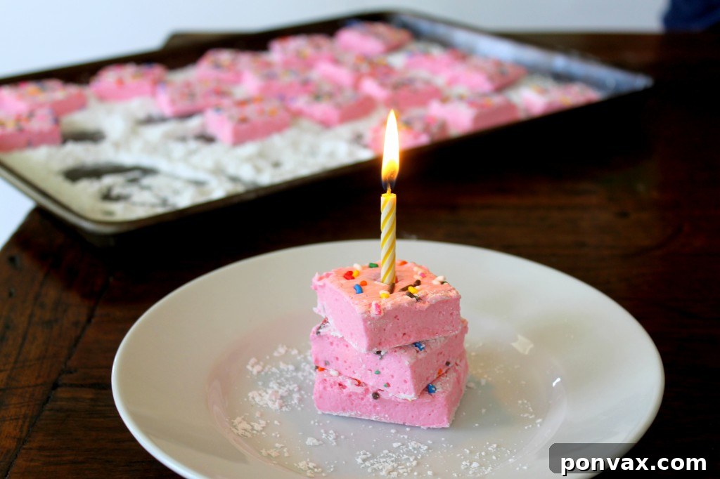 Colorful Sprinkles on Marshmallows Cake batter marshmallows with sprinkles close up