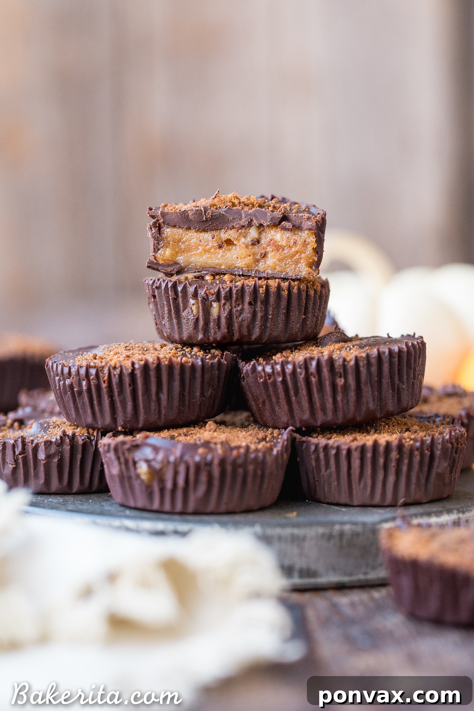 Ingredients for homemade Chocolate Pumpkin Spice Cups laid out.