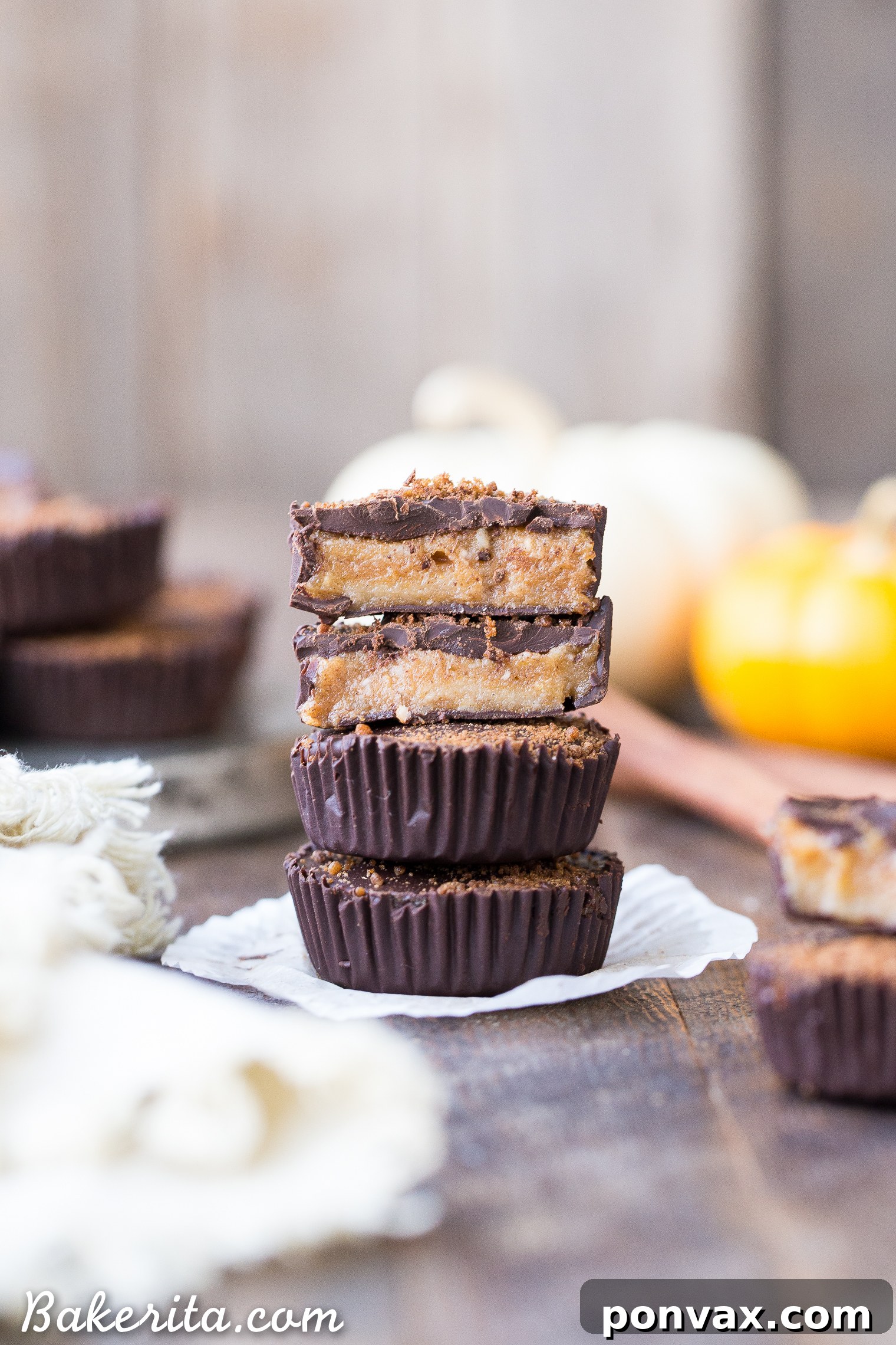 Finished Chocolate Pumpkin Spice Cups, ready to be enjoyed.
