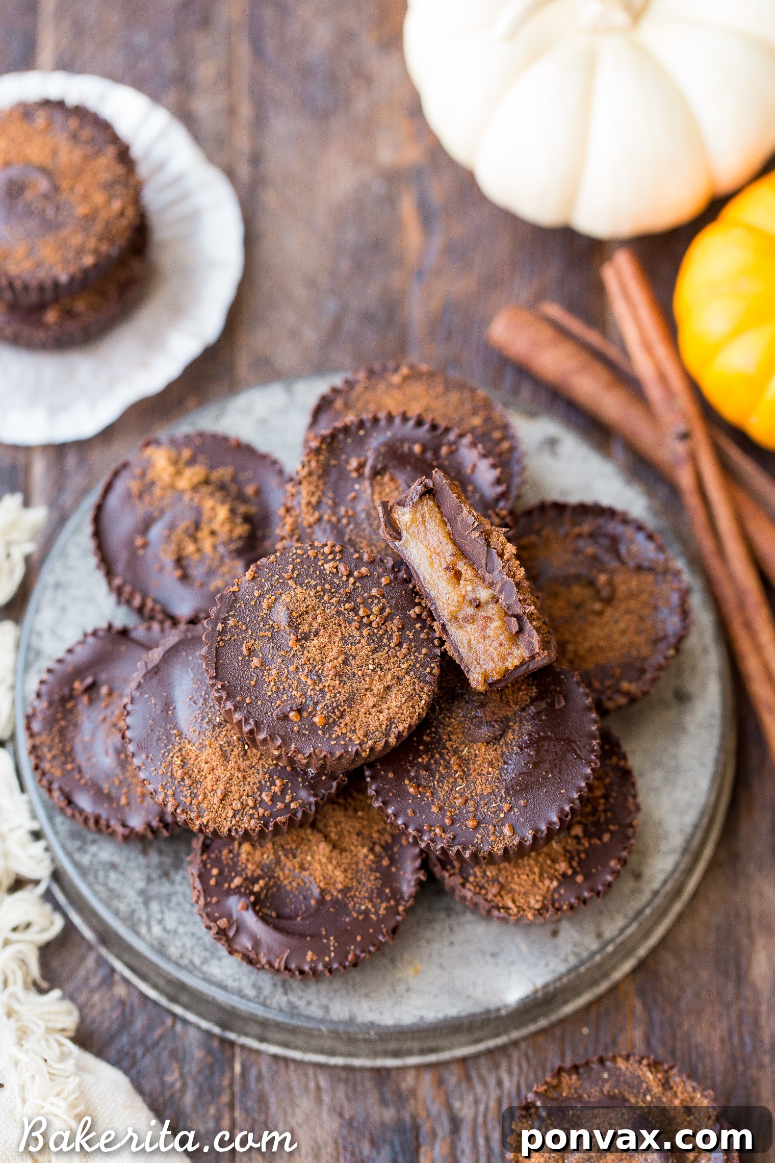 A tray of freshly made Chocolate Pumpkin Spice Cups.