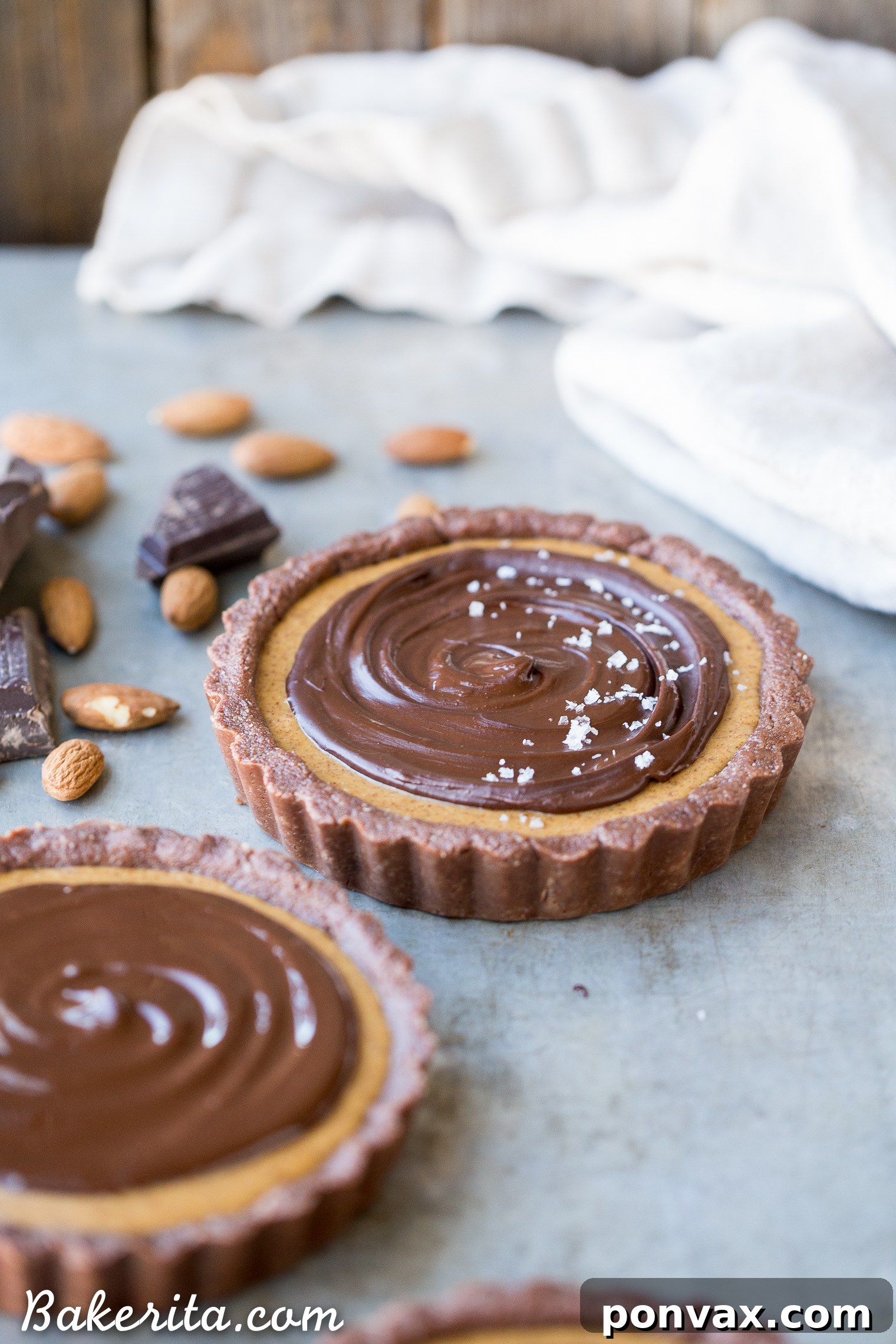 Vegan Chocolate Almond Butter Dream Tart 5 This No Bake Chocolate Almond Butter Tart tastes like a giant almond butter cup! There's no baking required and it's gluten-free, paleo, and vegan. You'll adore this melt in your mouth tart.