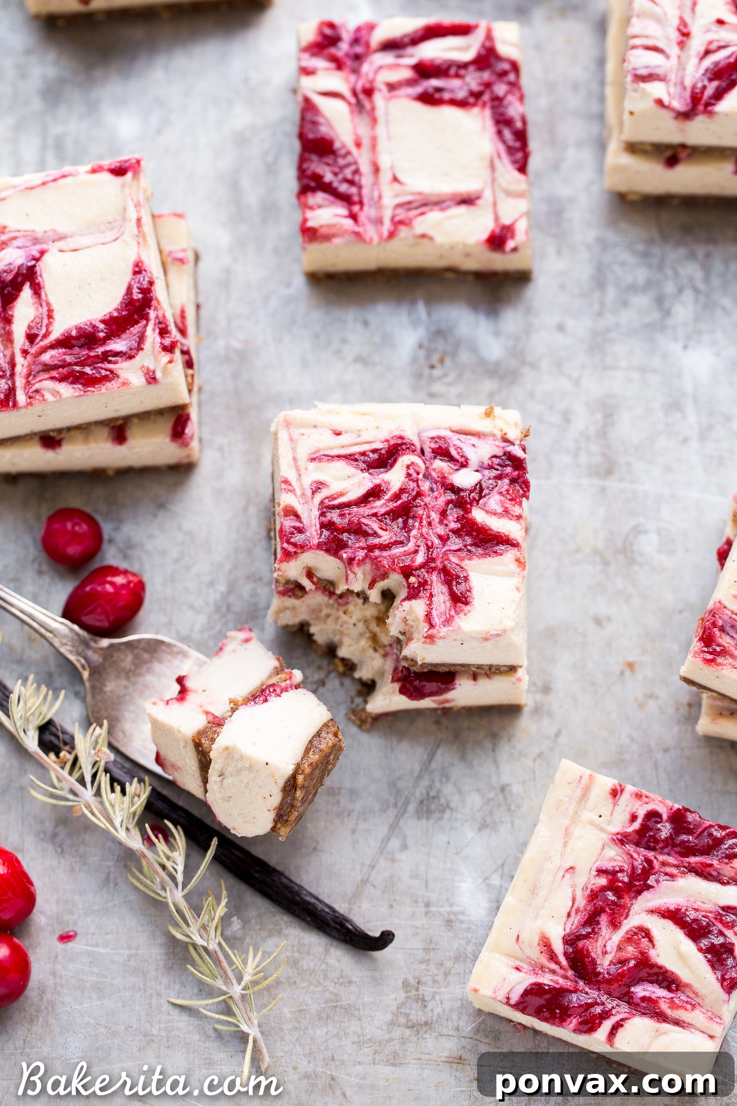 These No-Bake Vanilla Bean Cranberry Swirl Bars are made with cashews for a smooth and creamy 